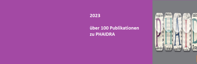 Bild mit altem Phaidra Logo aus collagierten Buchstaben zu 15 Jahre Phaidra online